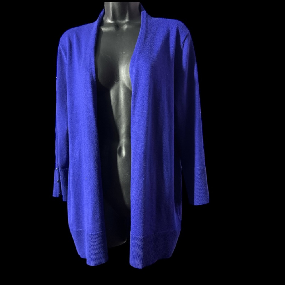 Royal Blue EVOLUTION by Cyrus Stitch Myna Button Sleeve Open Cardigan-Size L